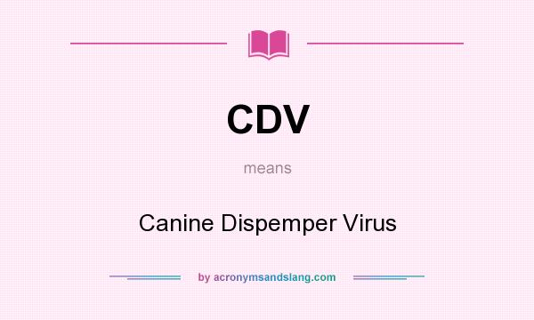 What does CDV mean? It stands for Canine Dispemper Virus