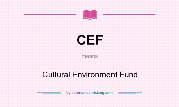 What does CEF mean? It stands for Cultural Environment Fund