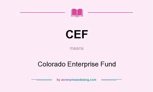 What does CEF mean? It stands for Colorado Enterprise Fund