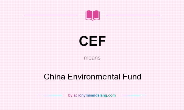 What does CEF mean? It stands for China Environmental Fund