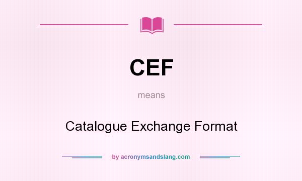 What does CEF mean? It stands for Catalogue Exchange Format