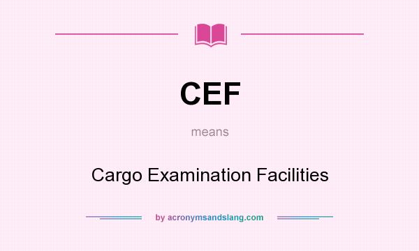 What does CEF mean? It stands for Cargo Examination Facilities