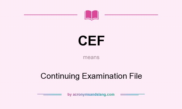 What does CEF mean? It stands for Continuing Examination File