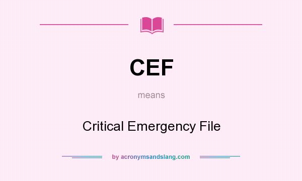 What does CEF mean? It stands for Critical Emergency File