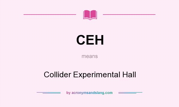 What does CEH mean? It stands for Collider Experimental Hall