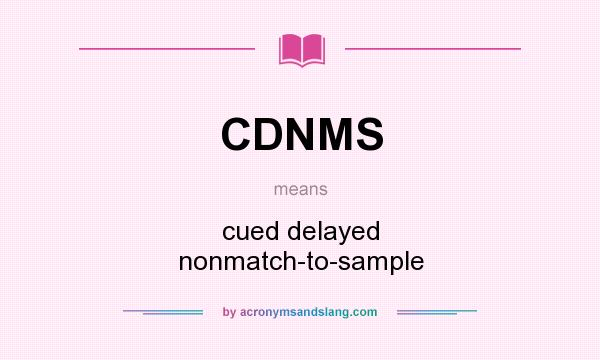 What does CDNMS mean? It stands for cued delayed nonmatch-to-sample