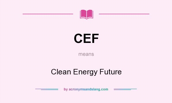 What does CEF mean? It stands for Clean Energy Future