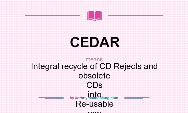 What does CEDAR mean? It stands for Integral recycle of CD Rejects and obsolete CDs into Re-usable raw materials