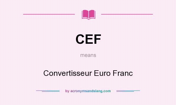 What does CEF mean? It stands for Convertisseur Euro Franc
