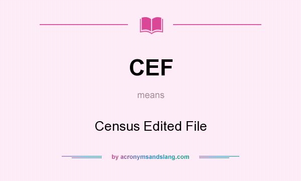 What does CEF mean? It stands for Census Edited File