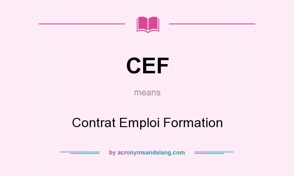 What does CEF mean? It stands for Contrat Emploi Formation