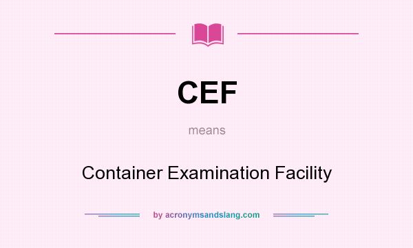 What does CEF mean? It stands for Container Examination Facility