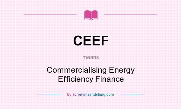 What does CEEF mean? It stands for Commercialising Energy Efficiency Finance
