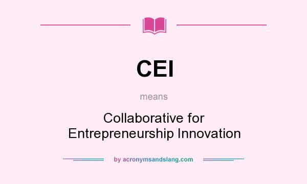 What does CEI mean? It stands for Collaborative for Entrepreneurship Innovation