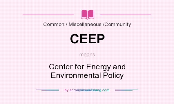 What does CEEP mean? It stands for Center for Energy and Environmental Policy