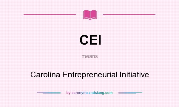 What does CEI mean? It stands for Carolina Entrepreneurial Initiative