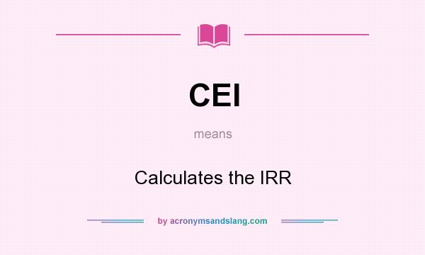 What does CEI mean? It stands for Calculates the IRR