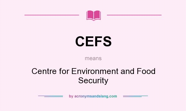 What does CEFS mean? It stands for Centre for Environment and Food Security