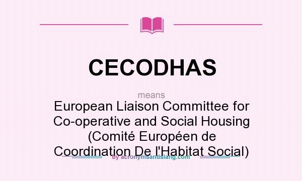 What does CECODHAS mean? It stands for European Liaison Committee for Co-operative and Social Housing (Comité Européen de Coordination De l`Habitat Social)