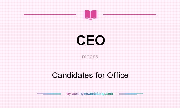 What does CEO mean? It stands for Candidates for Office