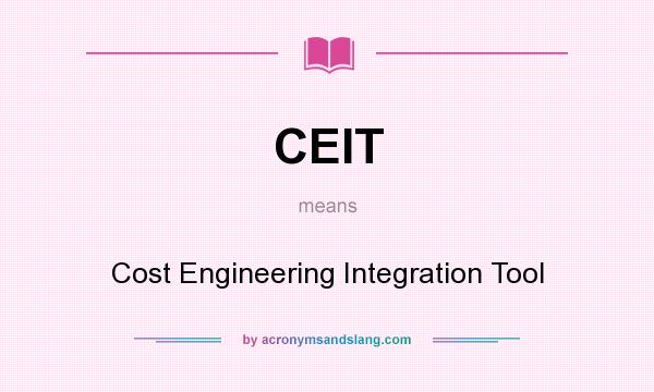 What does CEIT mean? It stands for Cost Engineering Integration Tool