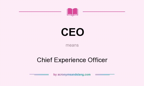 What does CEO mean? It stands for Chief Experience Officer