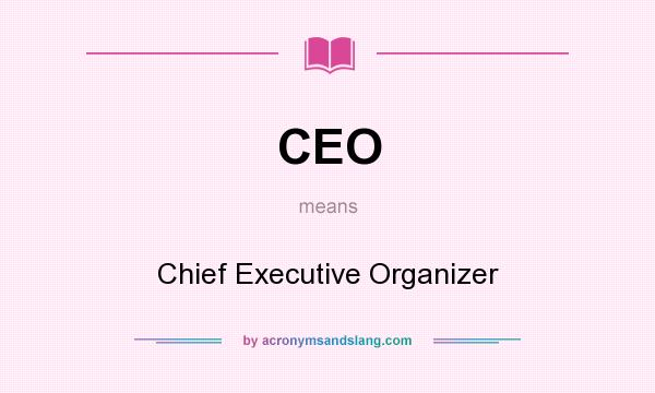 What does CEO mean? It stands for Chief Executive Organizer