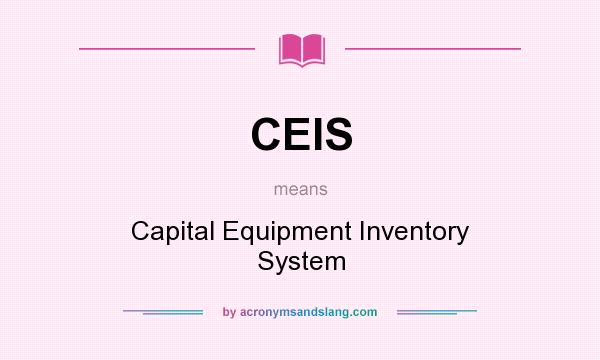 What does CEIS mean? It stands for Capital Equipment Inventory System