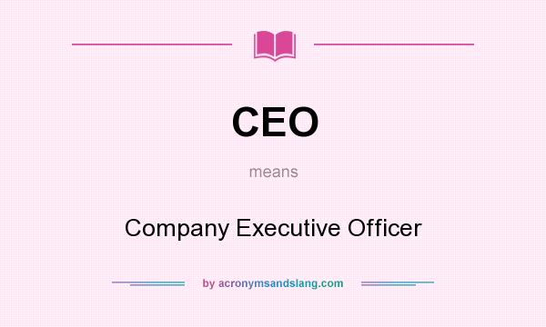 What does CEO mean? It stands for Company Executive Officer