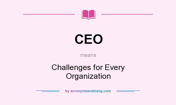 What does CEO mean? It stands for Challenges for Every Organization