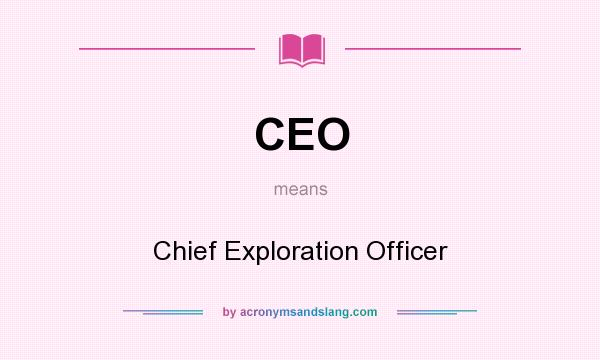 What does CEO mean? It stands for Chief Exploration Officer