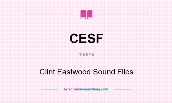 What does CESF mean? It stands for Clint Eastwood Sound Files