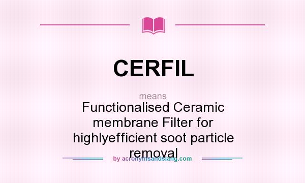 What does CERFIL mean? It stands for Functionalised Ceramic membrane Filter for highlyefficient soot particle removal