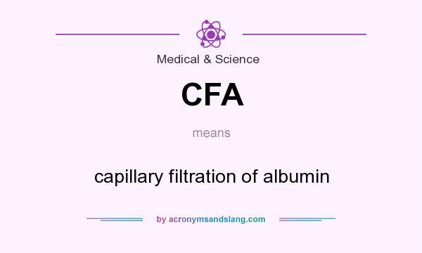 What does CFA mean? It stands for capillary filtration of albumin