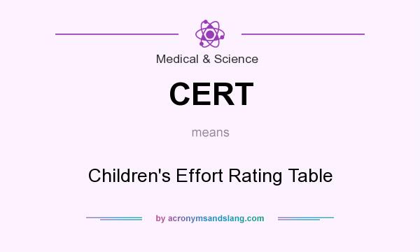 What does CERT mean? It stands for Children`s Effort Rating Table
