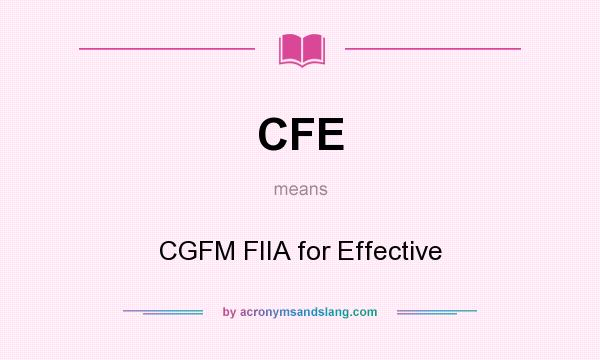 What does CFE mean? It stands for CGFM FIIA for Effective