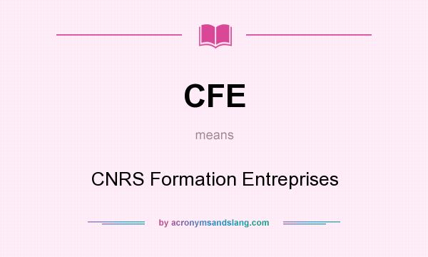 What does CFE mean? It stands for CNRS Formation Entreprises