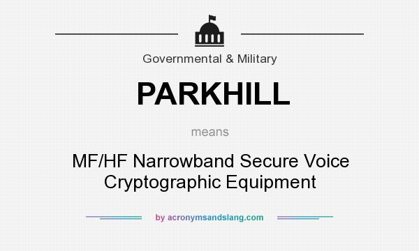 What does PARKHILL mean? It stands for MF/HF Narrowband Secure Voice Cryptographic Equipment