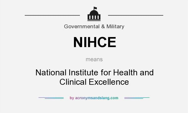 What does NIHCE mean? It stands for National Institute for Health and Clinical Excellence