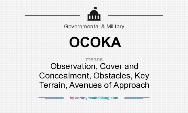 What does OCOKA mean? It stands for Observation, Cover and Concealment, Obstacles, Key Terrain, Avenues of Approach