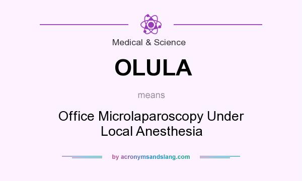 What does OLULA mean? It stands for Office Microlaparoscopy Under Local Anesthesia