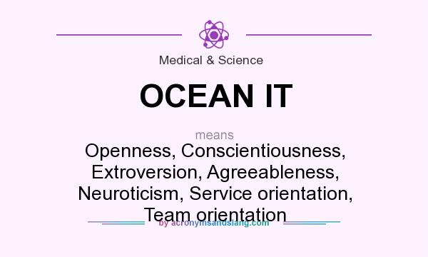 What does OCEAN IT mean? It stands for Openness, Conscientiousness, Extroversion, Agreeableness, Neuroticism, Service orientation, Team orientation