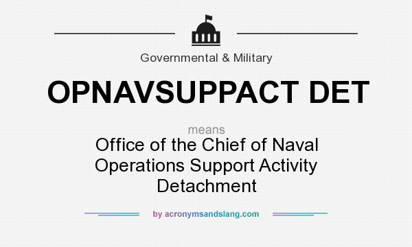 What does OPNAVSUPPACT DET mean? It stands for Office of the Chief of Naval Operations Support Activity Detachment