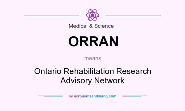 What does ORRAN mean? It stands for Ontario Rehabilitation Research Advisory Network