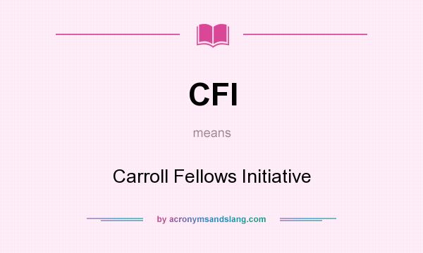 What does CFI mean? It stands for Carroll Fellows Initiative