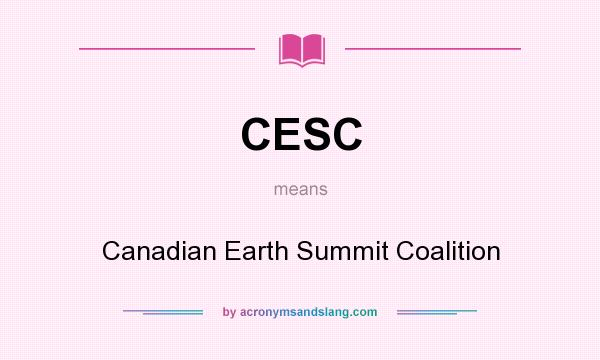 What does CESC mean? It stands for Canadian Earth Summit Coalition