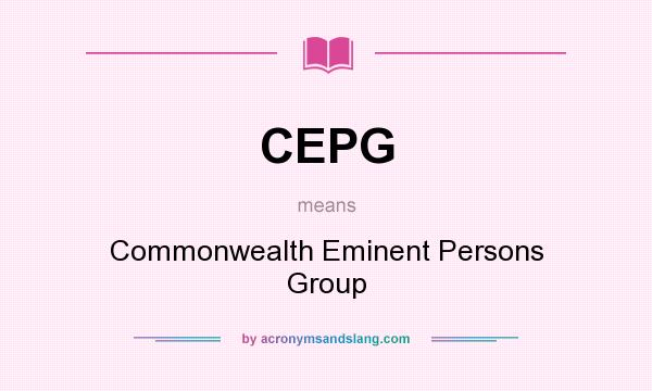 What does CEPG mean? It stands for Commonwealth Eminent Persons Group