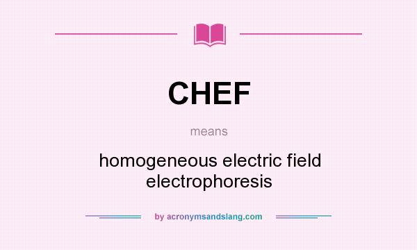 What does CHEF mean? It stands for homogeneous electric field electrophoresis