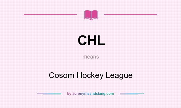 What does CHL mean? It stands for Cosom Hockey League