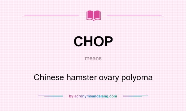 What does CHOP mean? It stands for Chinese hamster ovary polyoma